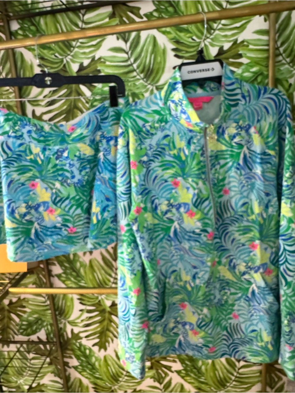 Lilly Pulitzer Green Blue Tropical Rashguard Set